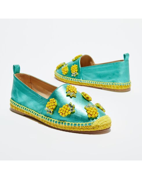 Espadrilles en Cuir Kenda turquoise
