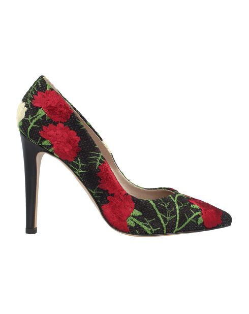 Escarpins Flower noir/rouge /blanc Talon 10 cm