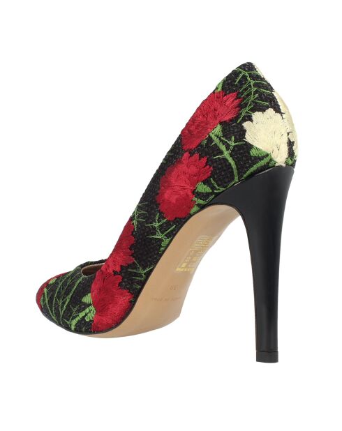 Escarpins Flower noir/rouge /blanc Talon 10 cm