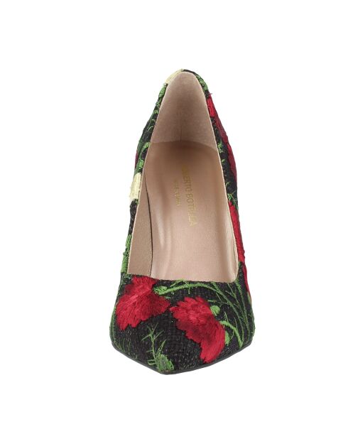 Escarpins Flower noir/rouge /blanc Talon 10 cm