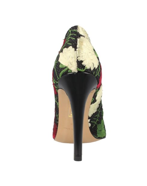 Escarpins Flower noir/rouge /blanc Talon 10 cm