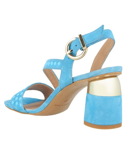 Sandales en Velours de Cuir Castille bleues Talon 6.5 cm