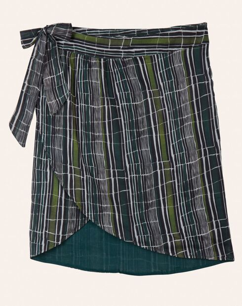 Jupe portefeuille Colombine Broken Stripes verte