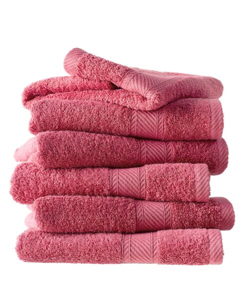 6 Serviettes de bain Collection H carmin - 50x100 cm
