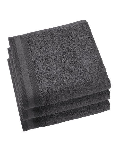 3 toallas de baño de lujo de la colección Contessa, color gris oscuro, 50 x 100 cm