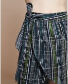 Jupe portefeuille Colombine Broken Stripes verte