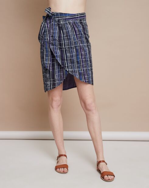 Jupe portefeuille Colombine Broken Stripes bleue