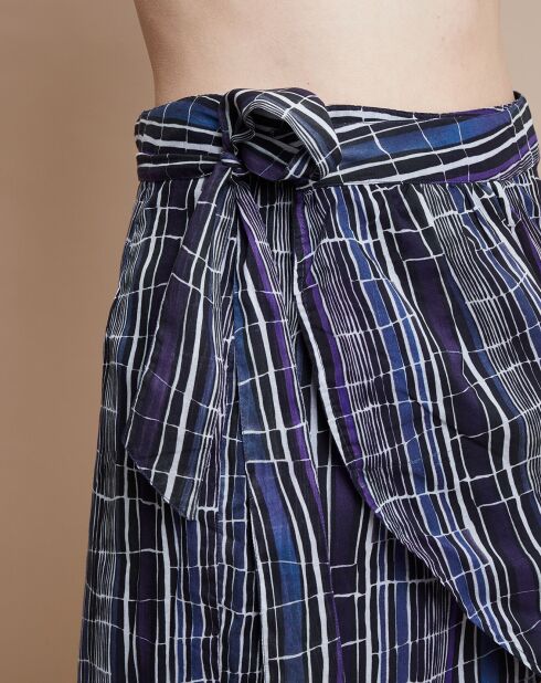 Jupe portefeuille Colombine Broken Stripes bleue