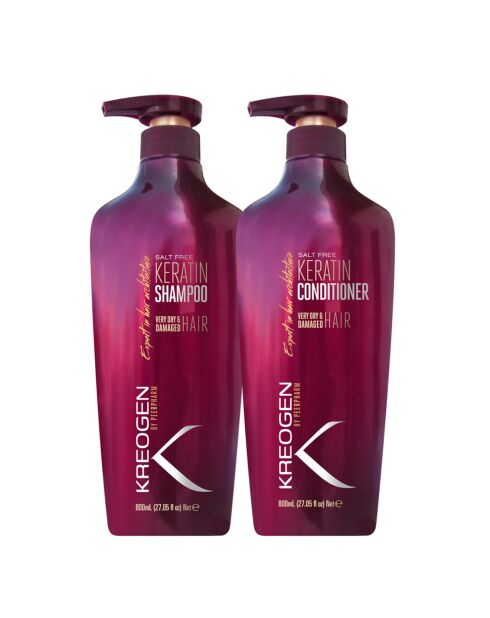 Coffret Duo Shampoing & Après Shampoing à la kératine - Cheveux très secs et abîmés - 800 ml + 500 ml