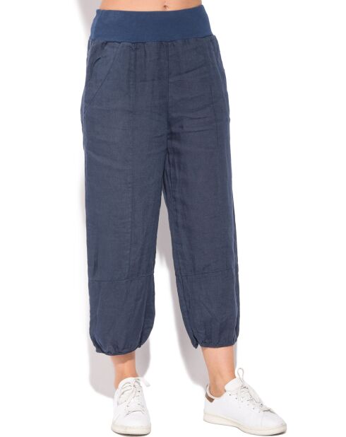 Pantacourt 100% Lin Lucie bleu