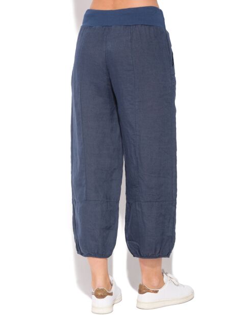 Pantacourt 100% Lin Lucie bleu