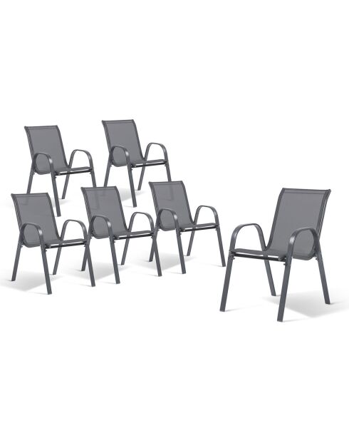 6 Chaises de jardin grises - 84x68x51.5  cm