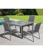 Table extensible en verre trempé grise - 90/180x90x73 cm