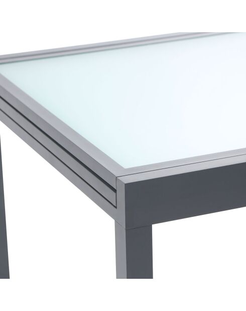 Table extensible en verre trempé grise - 90/180x90x73 cm