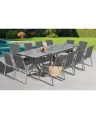 Table extensible en verre trempé grise - 90/180x90x73 cm