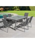 Table extensible en verre trempé grise - 90/180x90x73 cm