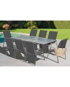 Table extensible en verre trempé grise - 90/180x90x73 cm