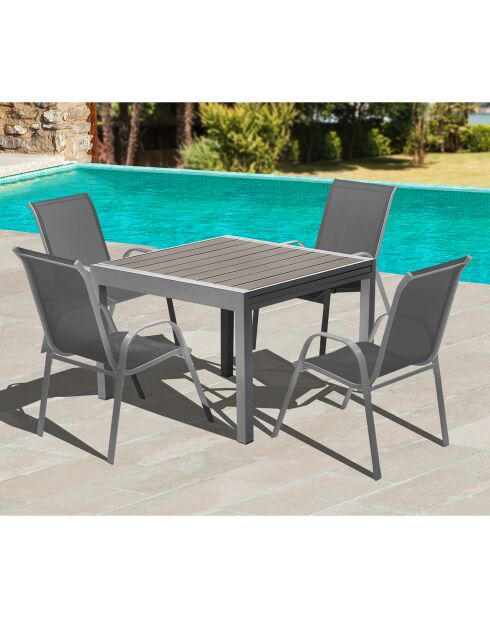 Table extensible Saint-Tropez Polywood grise - 90/180x90x73 cm