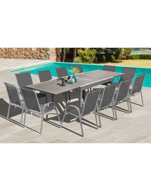 Table extensible Saint-Tropez Polywood grise - 90/180x90x73 cm