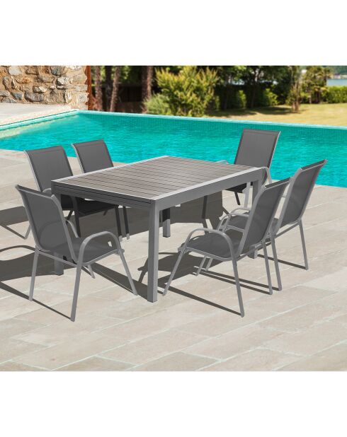 Table extensible Saint-Tropez Polywood grise - 90/180x90x73 cm