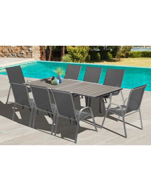 Table extensible Saint-Tropez Polywood grise - 90/180x90x73 cm