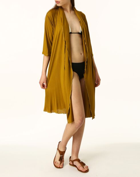 Gilet long sans manches bronze