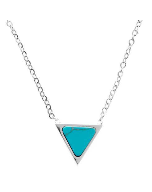 Collier Triangle en Acier argenté/turquoise