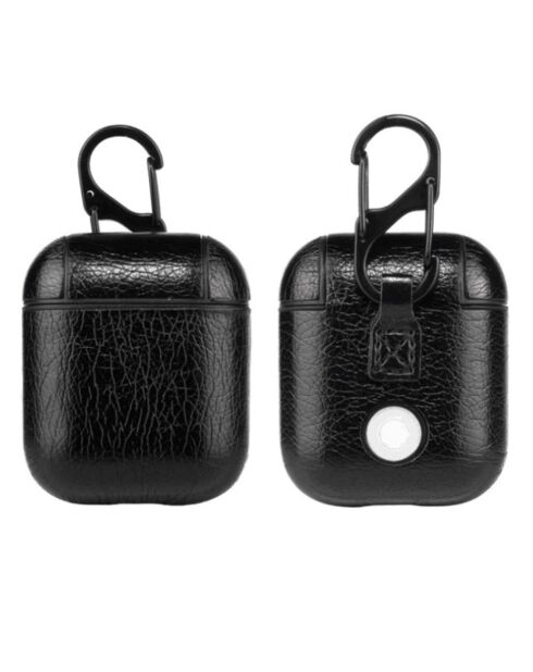 Funda de piel sintética para Apple AirPods (sin AirPods) negra