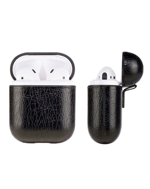 Funda de piel sintética para Apple AirPods (sin AirPods) negra