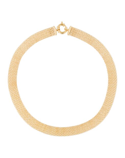 Geelgouden halsketting met platte mazen