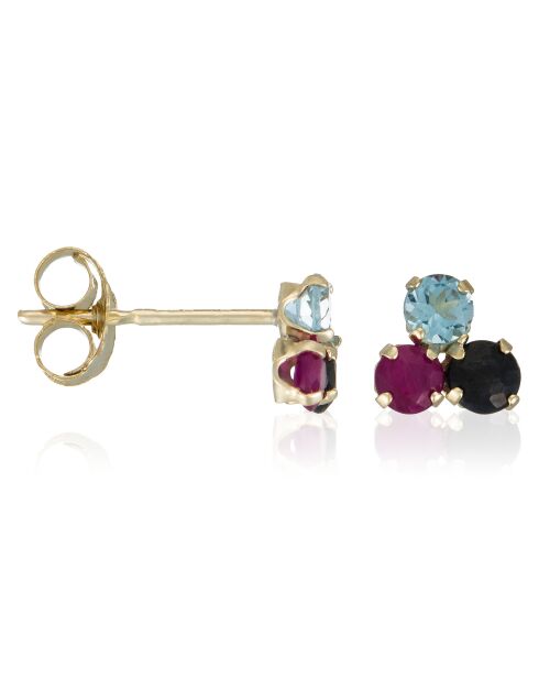 Boucles d'oreilles Trio étincelant Topazes & Améthystes 0.66 ct or jaune