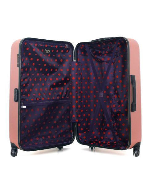 Valise Long Séjour 4 roues simples Eleonor 75 cm rose doré