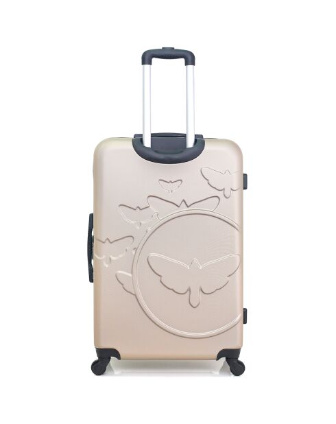 Valise Moyen Séjour 4 roues simples Aelys  65 cm beige