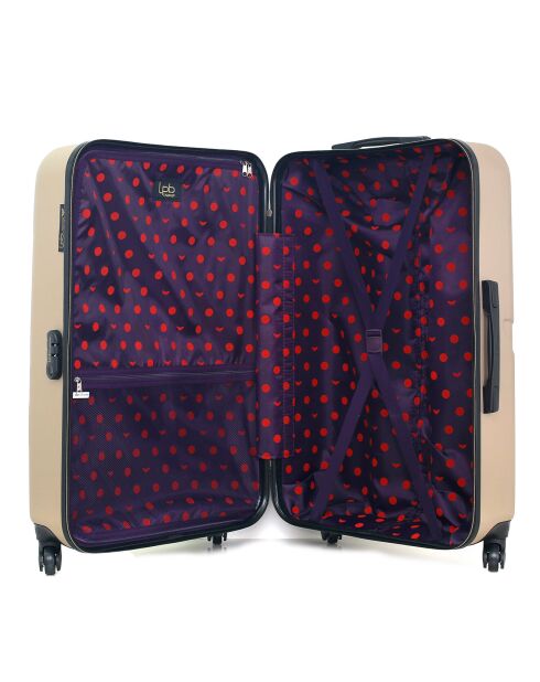 Valise Moyen Séjour 4 roues simples Aelys  65 cm beige