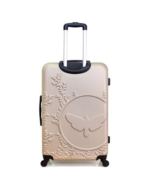 Valise Moyen Séjour 4 roues simples Nais 65 cm beige