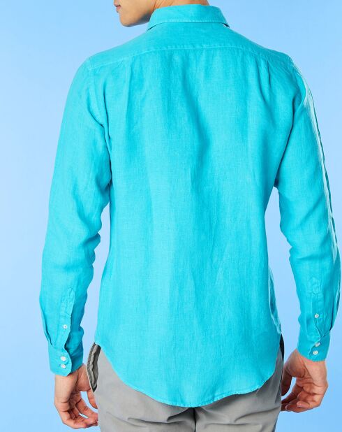 Chemise droite 100% Lin Paul Pat émeraude