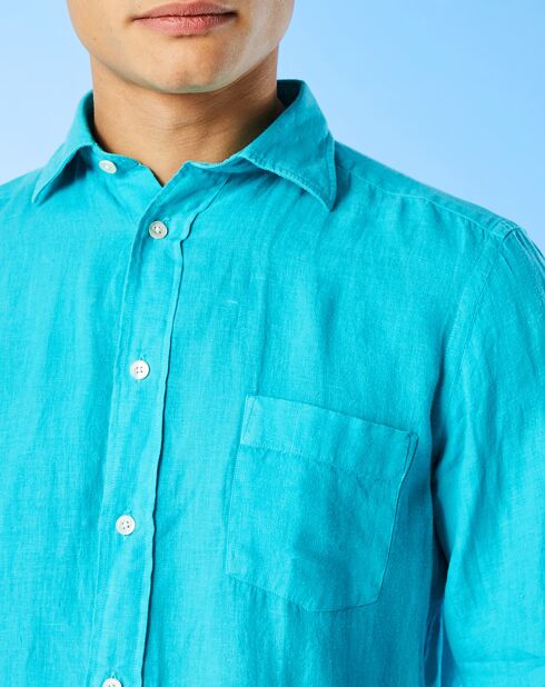 Chemise droite 100% Lin Paul Pat émeraude