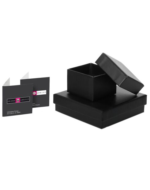 Geelgouden zwarte zoetwaterparelketting + oorbellen set