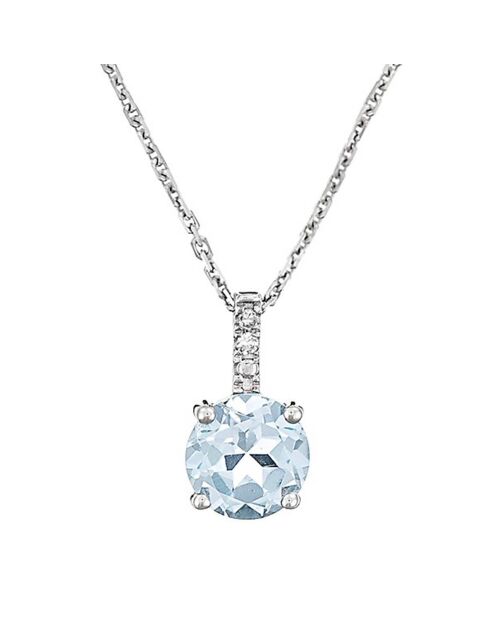 Pendentif Blue Light Diamants 0.01 ct & Topaze 0.95 ct or blanc