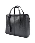 Sac à main en Cuir croco Nadia noir - 25.5x31x14 cm