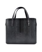 Sac à main en Cuir croco Nadia noir - 25.5x31x14 cm