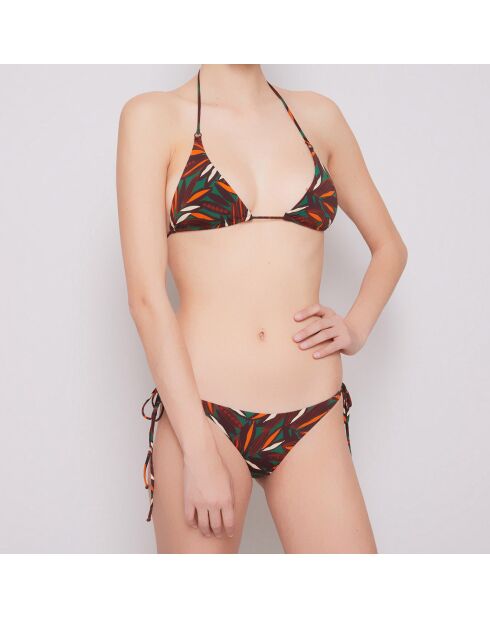 Maillot de bain 2 pièces Plantas triangles souples vert/marron