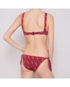 Maillot de bain 2 pièces triangles brassière Clave  framboise/orange