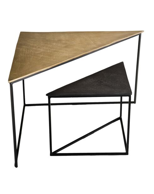 2 Tables gigognes triangles Jonas doré/noir - 71.5x66x48 cm