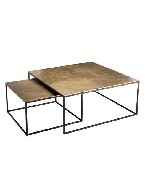 2 Tables gigognes carrées Jonas dorées - 89x89x40 cm