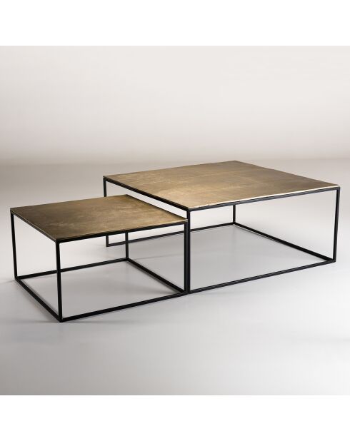 2 Tables gigognes carrées Jonas dorées - 89x89x40 cm