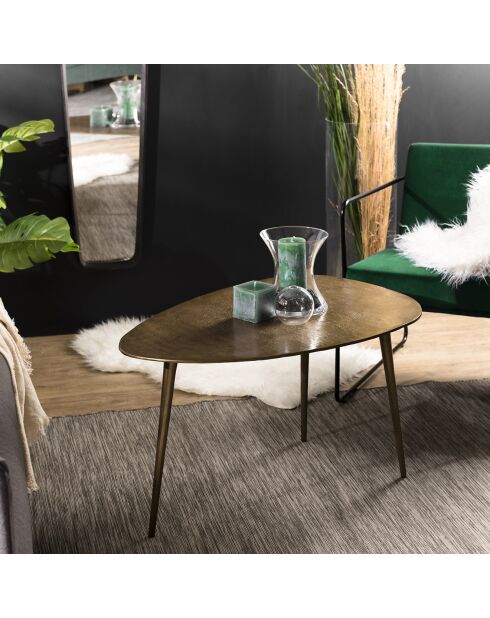 Table basse goutte d'eau Jonas dorée - 85x56x48 cm