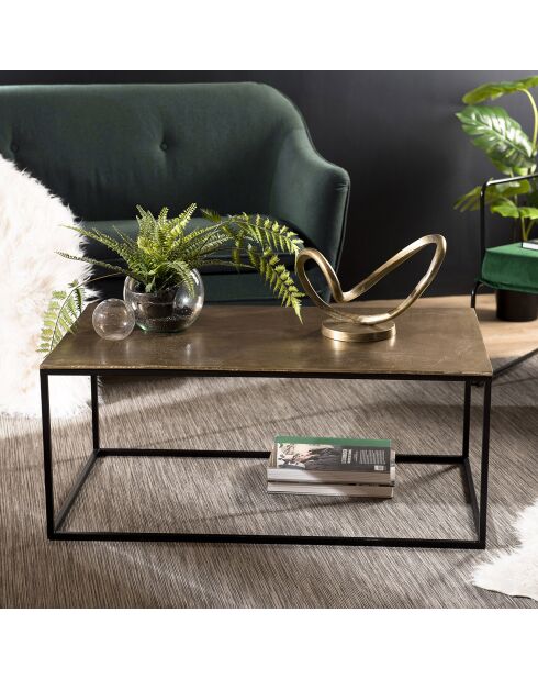 Table basse rectangulaire Jonas dorée - 56x98.5x41.5 cm