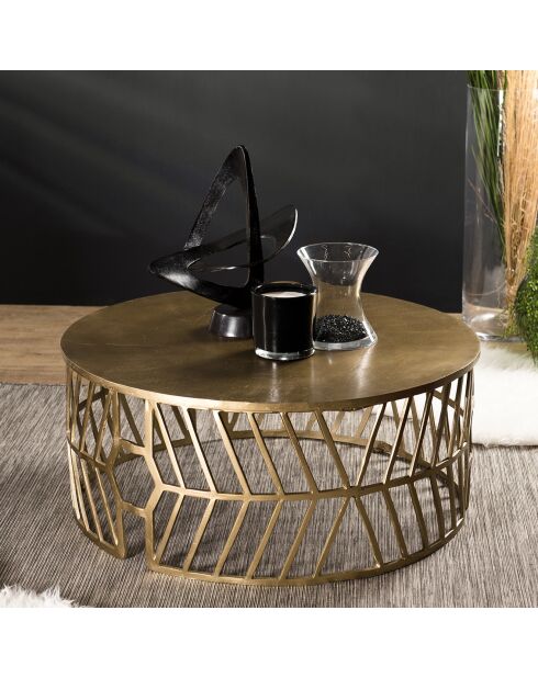 Table basse ronde Jonas dorée - D.89xH.38 cm