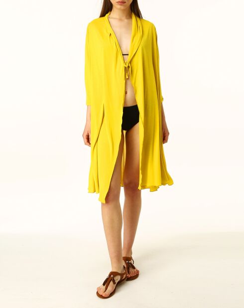 Gilet long à manches 3/4 jaune